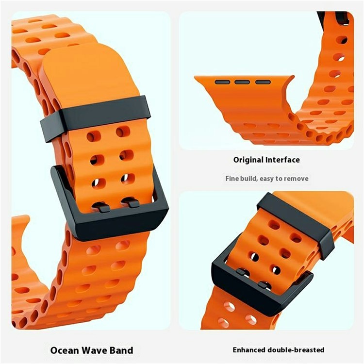 Silicone Strap for Apple Watch Series 10 46mm / Ultra 2 Ultra 49mm / Series 9 8 7 45mm / SE (2023) SE (2022) SE 6 5 4 44mm / 3 2 1 42mm - Starlight