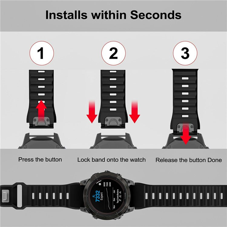 Silicone Strap for Garmin Fenix 7X Pro / Fenix 7X Quickfit 26mm Replacement Watch Band - White