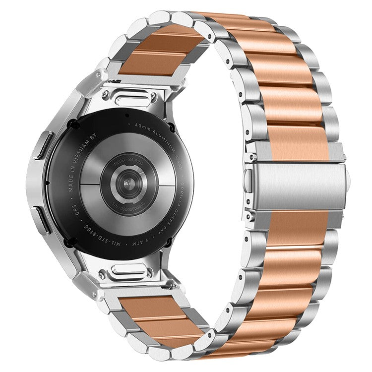 For Samsung Galaxy Watch7 40mm / 44mm Strap Quick Release Connector Stainless Steel Watch Band - Silver / Rose Gold