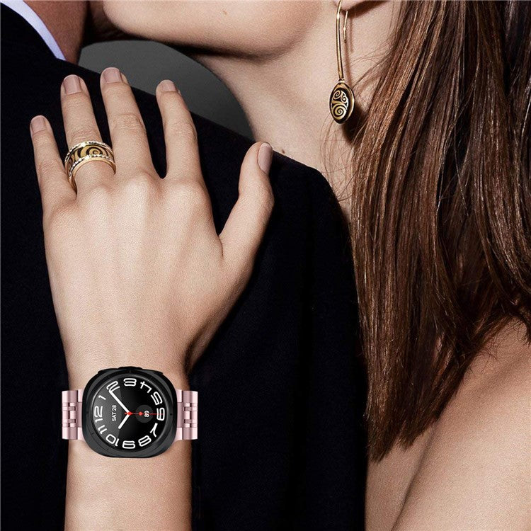 For Samsung Galaxy Watch Ultra 47mm Replacement Band 7-Bead Stainless Steel Smart Watch Strap - Rose Pink