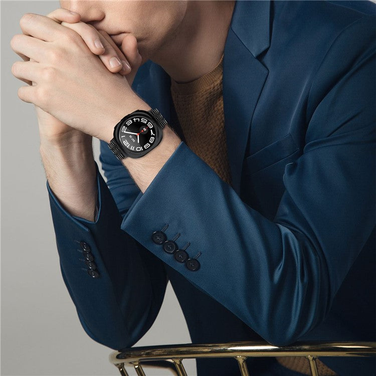 For Samsung Galaxy Watch Ultra 47mm Replacement Strap 5-Bead Stainless Steel Smart Watch Band, Black