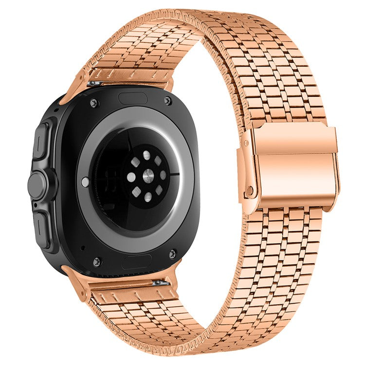 For Samsung Galaxy Watch Ultra 47mm Replacement Band with Connector 7-Bead Stainless Steel Smart Watch Strap - Rose Gold
