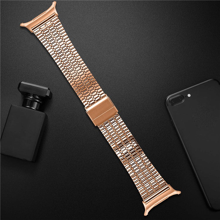 For Samsung Galaxy Watch Ultra 47mm Replacement Band with Connector 7-Bead Stainless Steel Smart Watch Strap - Rose Gold