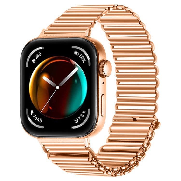 For Huawei Watch Fit 3 Replacement Strap Stainless Steel Smart Watch Band - Rose Gold