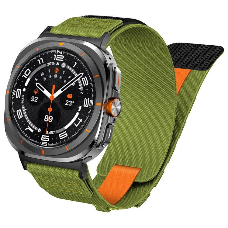 For Samsung Galaxy Watch Ultra 47mm Nylon Watch Strap Track Braided Rope Strap - Black-Green