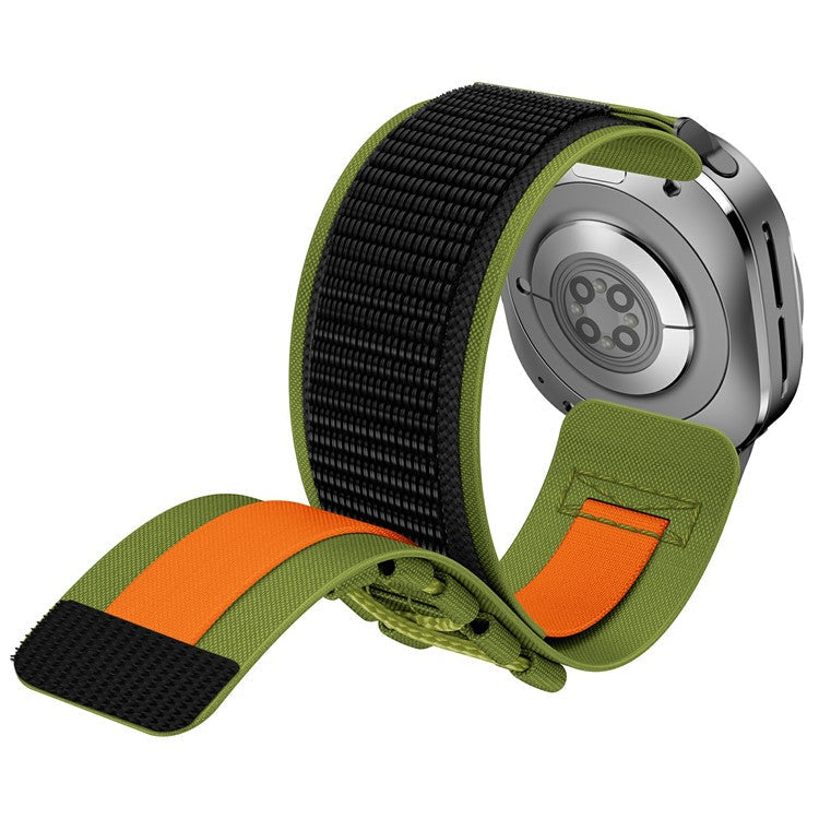 For Samsung Galaxy Watch Ultra 47mm Nylon Watch Strap Track Braided Rope Strap - Black-Green