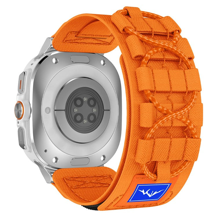 For Samsung Galaxy Watch Ultra 47mm Nylon Watch Strap Track Braided Rope Strap - Silver-Orange