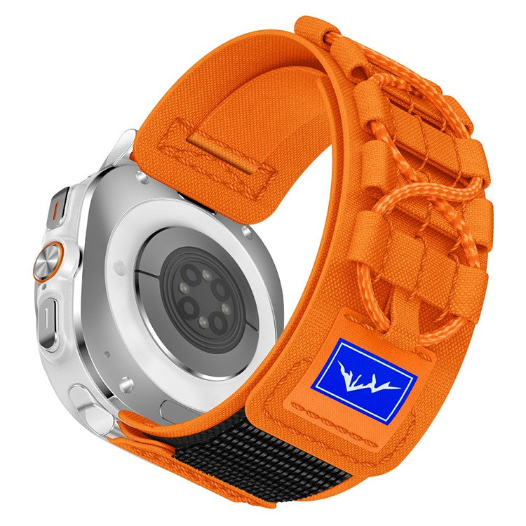 For Samsung Galaxy Watch Ultra 47mm Nylon Watch Strap Track Braided Rope Strap - Silver-Orange