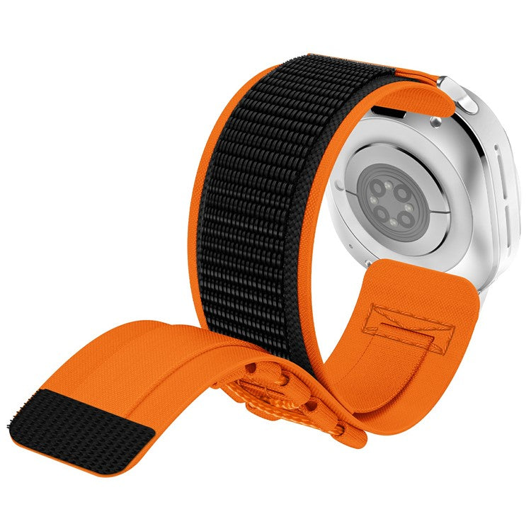 For Samsung Galaxy Watch Ultra 47mm Nylon Watch Strap Track Braided Rope Strap - Silver-Orange