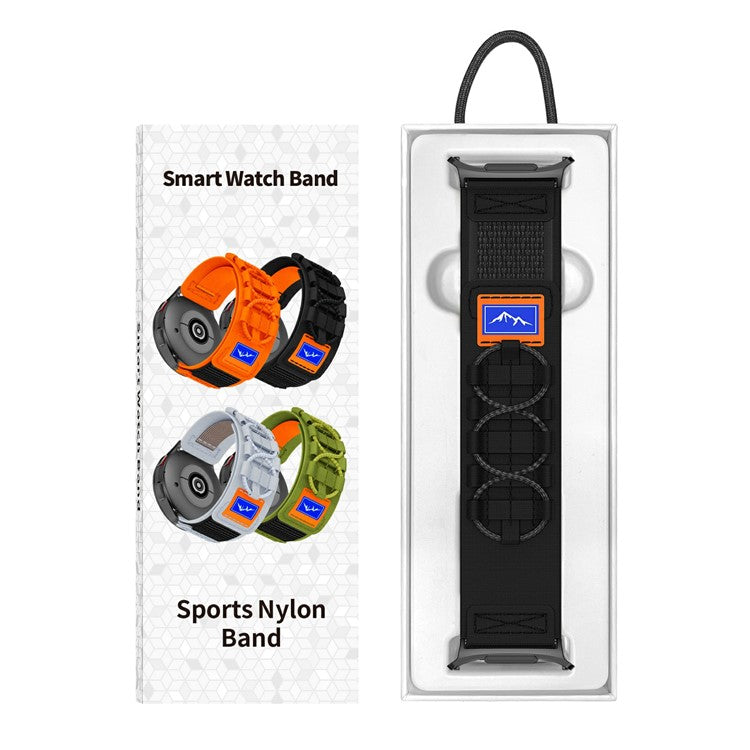 For Samsung Galaxy Watch Ultra 47mm Nylon Watch Strap Track Braided Rope Strap - Silver-Orange