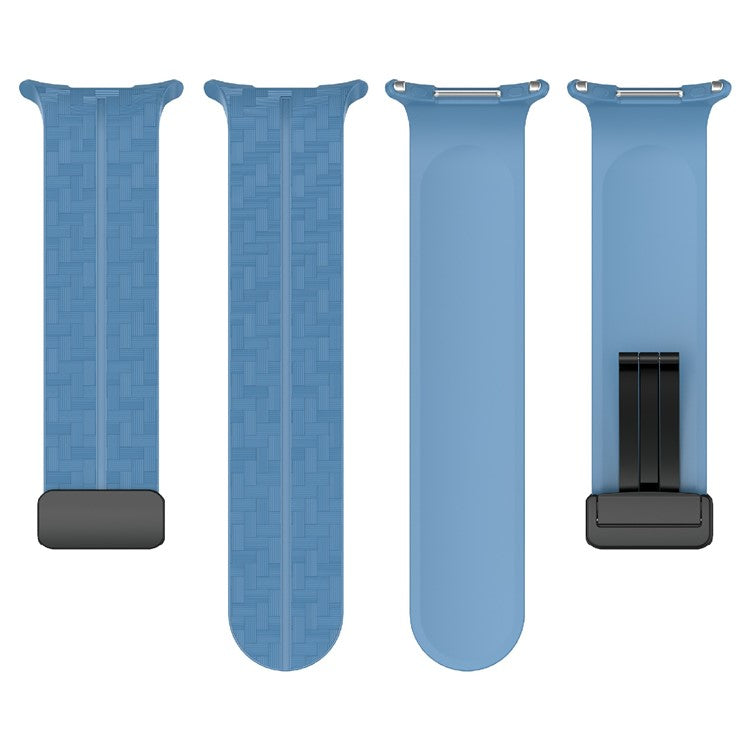 For Samsung Galaxy Watch Ultra 47mm Silicone Watch Band Carbon Fiber Texture with Magnetic Buckle - Midnight Blue