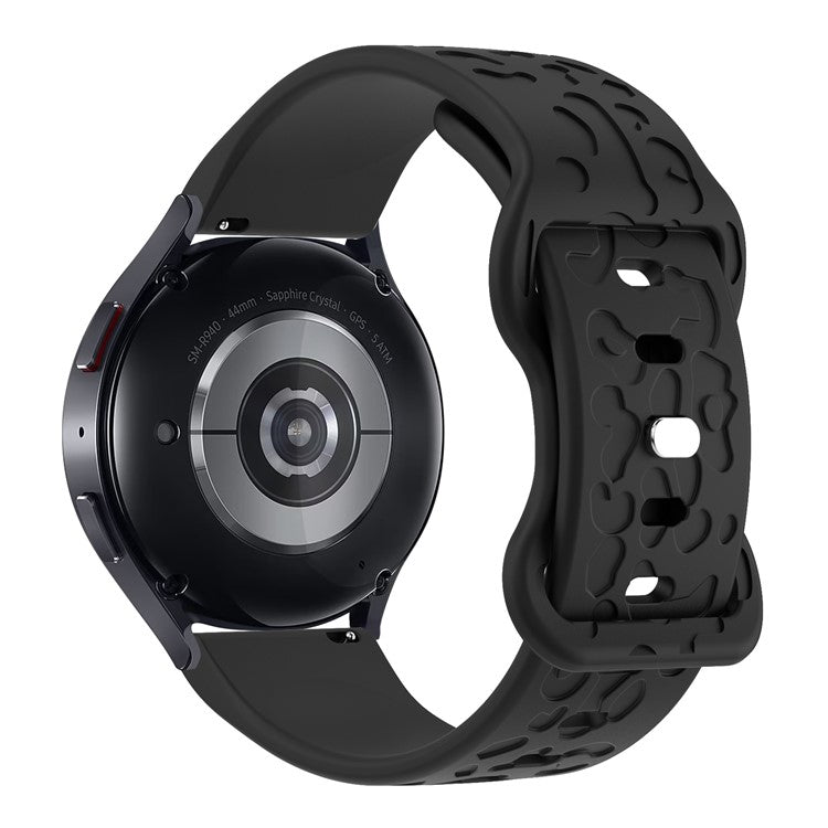 KALEBOL 18mm Silicone Strap for Huawei Watch GT 4 41mm / Garmin Venu 3S Leopard Texture Watch Band - Black