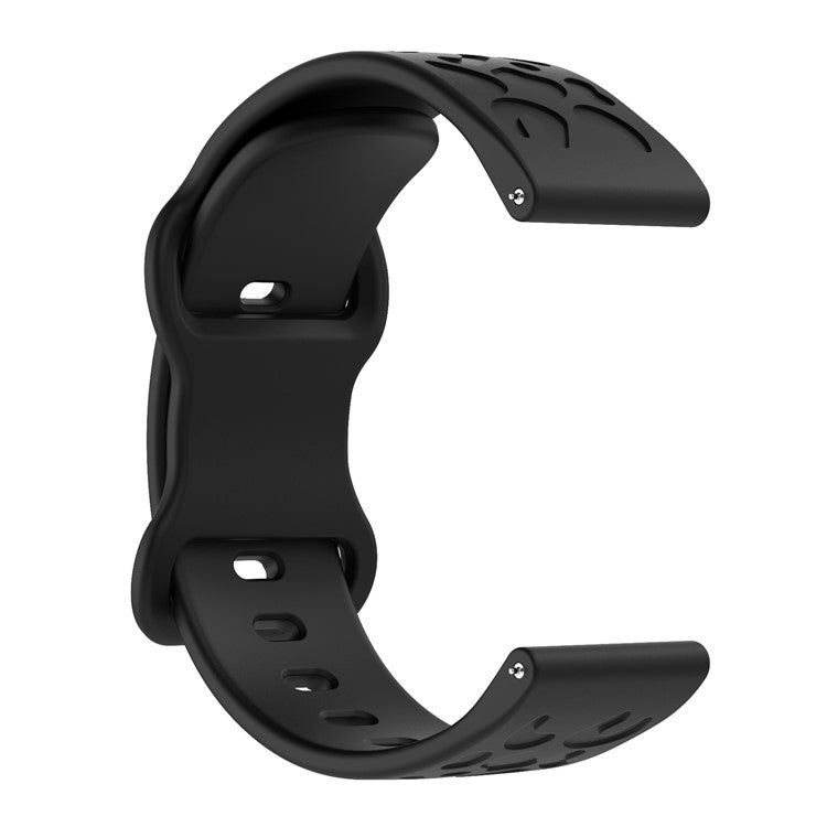 KALEBOL 18mm Silicone Strap for Huawei Watch GT 4 41mm / Garmin Venu 3S Leopard Texture Watch Band - Black