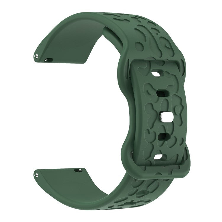KALEBOL 18mm Silicone Strap for Huawei Watch GT 4 41mm / Garmin Venu 3S Leopard Texture Watch Band - Dark Green