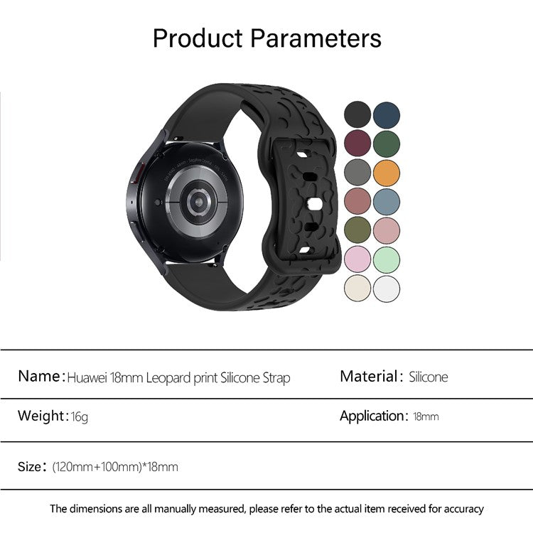 KALEBOL 18mm Silicone Strap for Huawei Watch GT 4 41mm / Garmin Venu 3S Leopard Texture Watch Band - Starlight