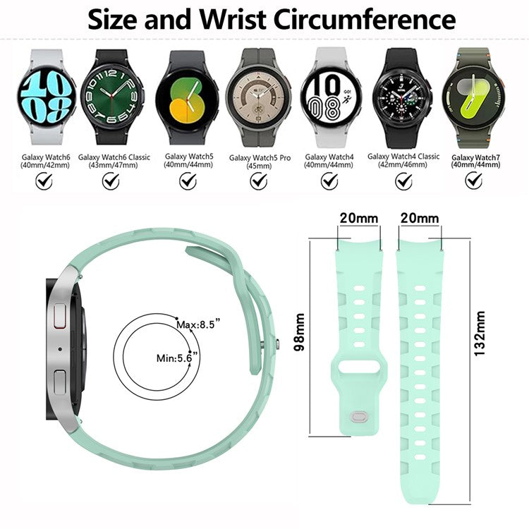 KALEBOL Silicone Band for Samsung Galaxy Watch7 44mm / 40mm Adjustable Watch Strap - Light Grey