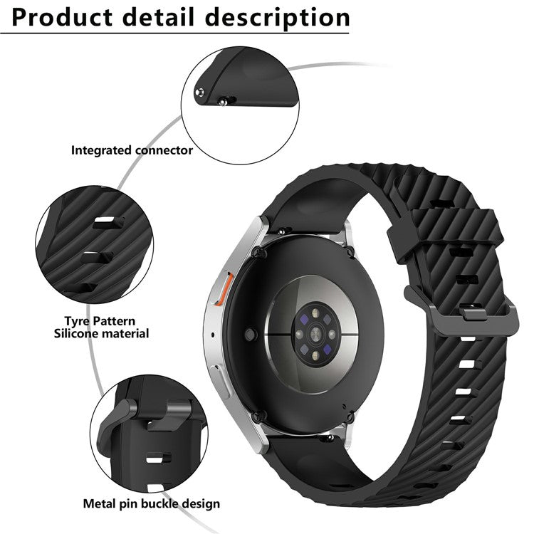 KALEBOL 22mm Silicone Band for Huawei Watch 4 / 4 Pro / GT 4 46mm Tire Pattern Watch Strap - Grey