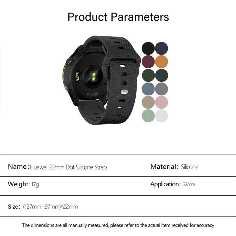 KALEBOL 22mm Strap for Huawei Watch 4 / 4 Pro / GT 4 46mm Dots Silicone Watch Band - Black