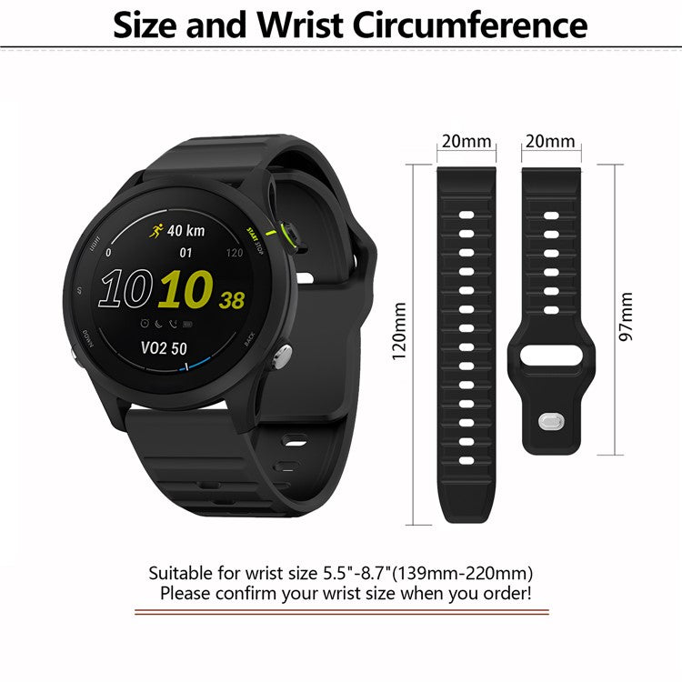 KALEBOL 20mm Silicone Strap for Huawei Watch GT 3 42mm / GT 3 Pro 43mm Wave Design Watch Band - Black