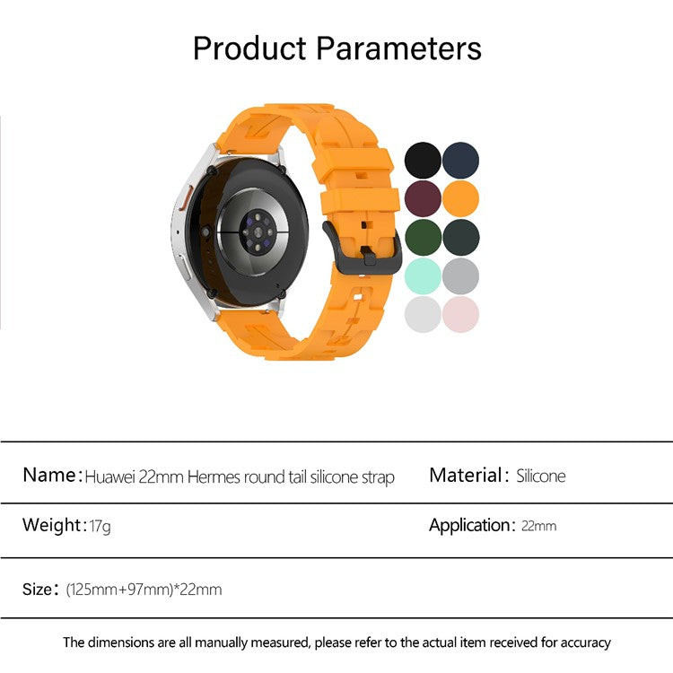 KALEBOL 22mm Silicone Band for Huawei Watch 4 / 4 Pro / GT 4 46mm Round Tail Watch Strap - Grey