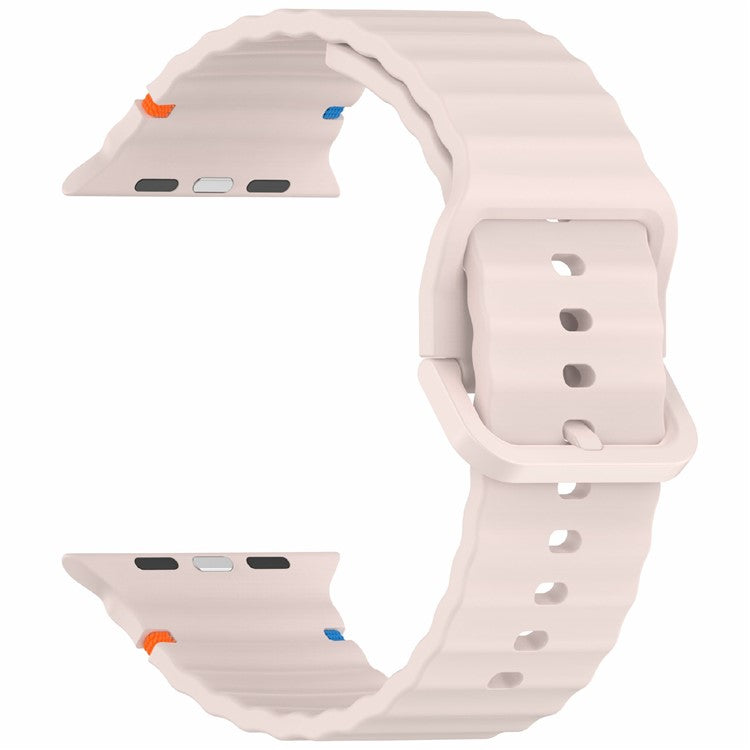 Silicone Strap for Apple Watch Series 10 46mm / Ultra 2 / Ultra 49mm / 9 8 7 45mm / SE (2023) SE (2022) SE 6 5 4 44mm / 3 2 1 42mm Wave Band - Pink