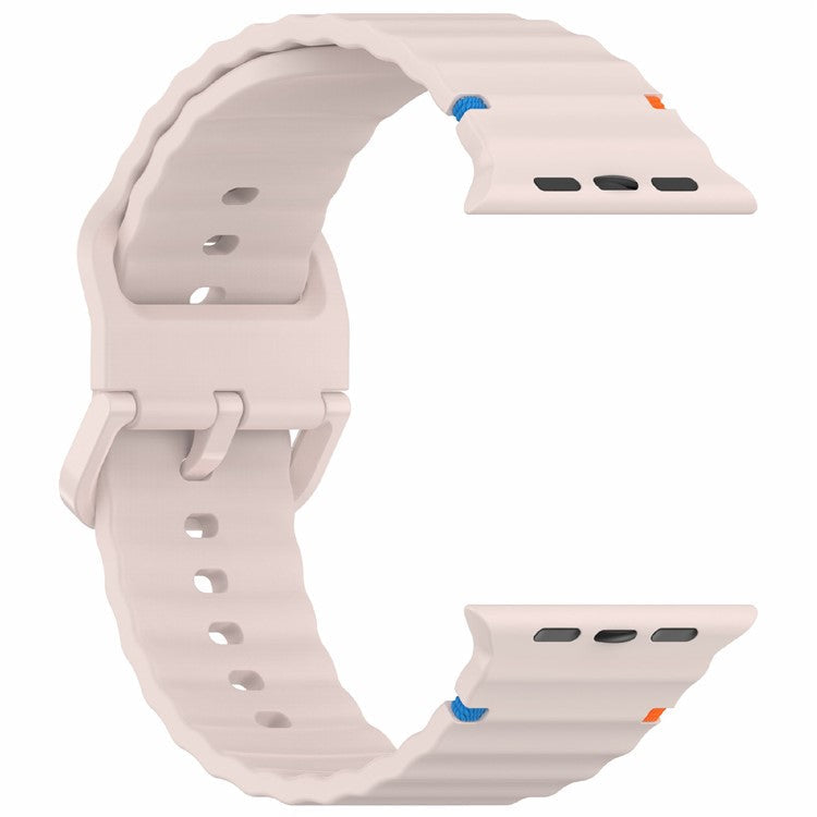 Silicone Strap for Apple Watch Series 10 46mm / Ultra 2 / Ultra 49mm / 9 8 7 45mm / SE (2023) SE (2022) SE 6 5 4 44mm / 3 2 1 42mm Wave Band - Pink