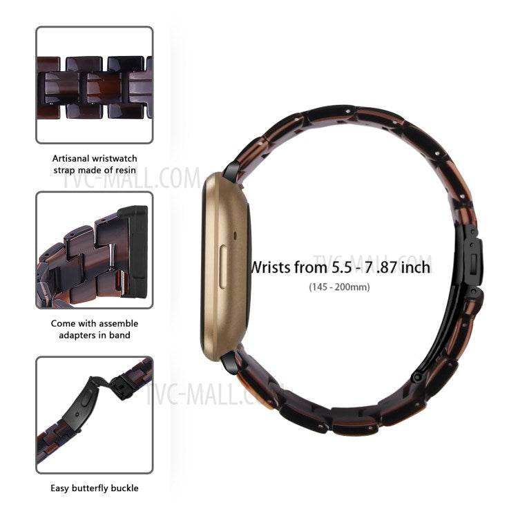 Resin Watch Band Light Weight Colorful Replacement for Fitbit Versa 3/Sense - Chocolate