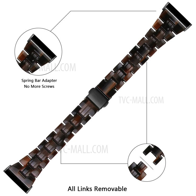 Resin Watch Band Light Weight Colorful Replacement for Fitbit Versa 3/Sense - Chocolate