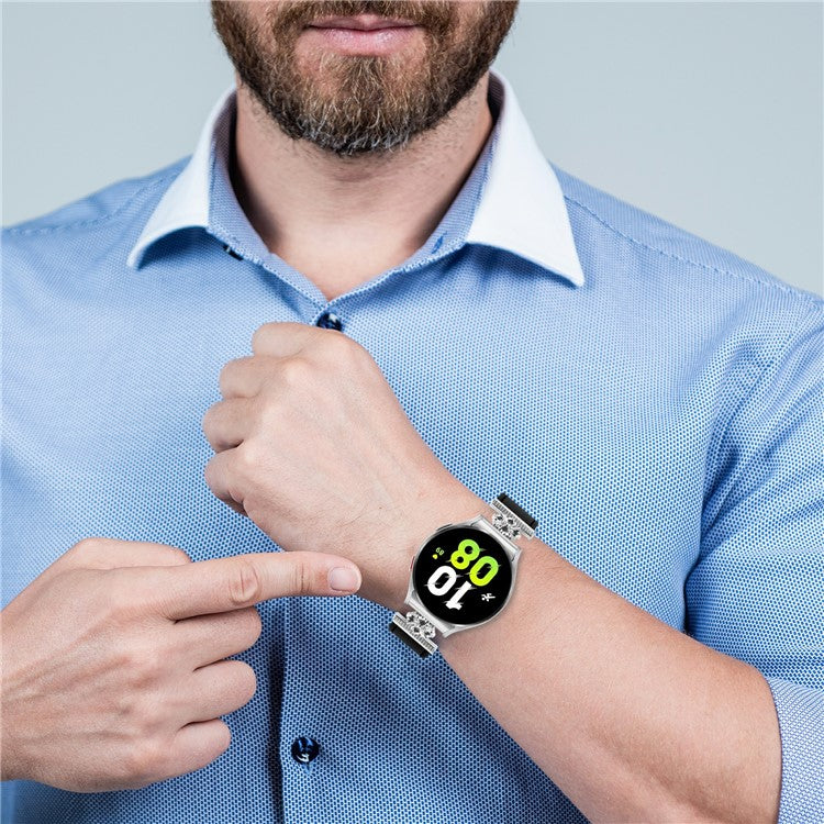 Watch Band for Samsung Galaxy Watch 5 Pro 45mm / Watch 5 44mm / 40mm Genuine Cow Leather Strap with Seamless Connector - Black