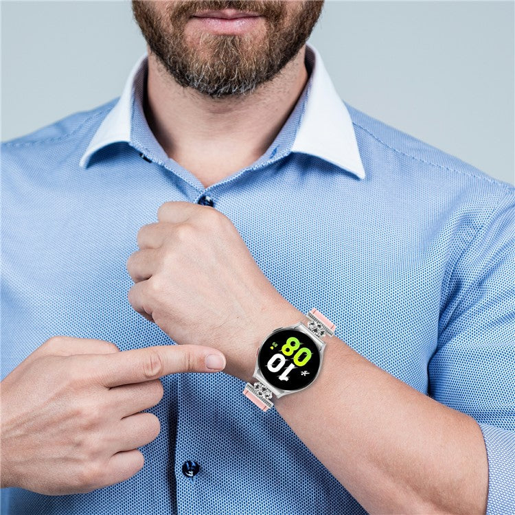 Watch Band for Samsung Galaxy Watch 5 Pro 45mm / Watch 5 44mm / 40mm Genuine Cow Leather Strap with Seamless Connector - Pink