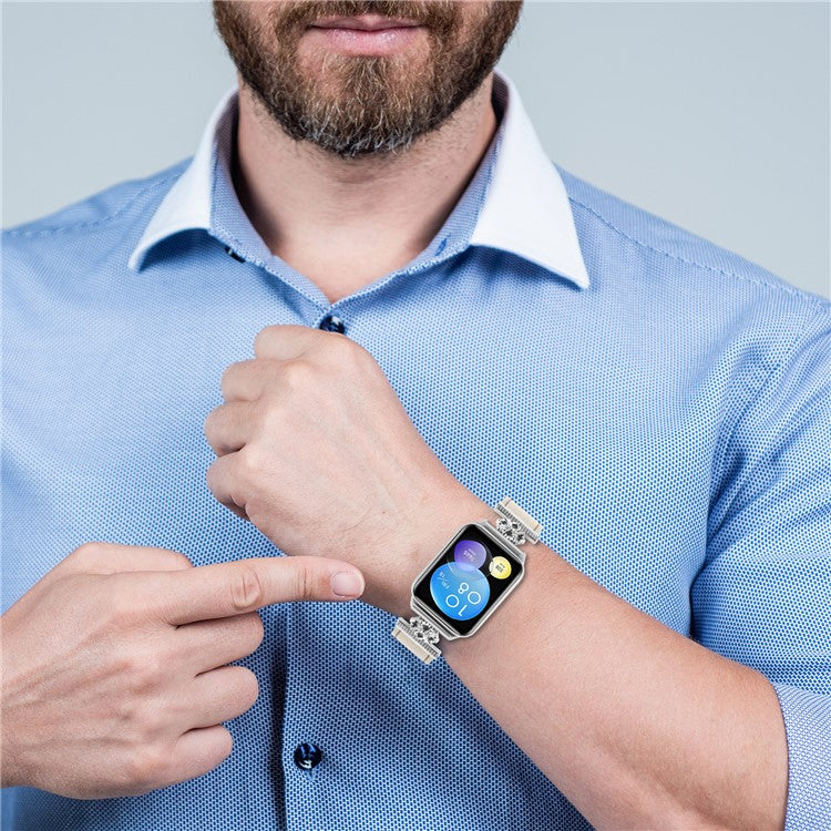 For Xiaomi Smart Band 8 Pro Watch Band Genuine Cow Leather Flower Decor Adjustable Strap - White