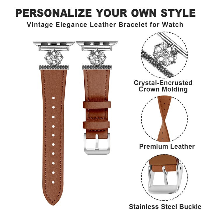 Watch Band for Apple Watch Series 10 46mm / Ultra 2 / Ultra 49mm / 9 8 7 45mm / SE (2023) SE (2022) SE 6 5 4 44mm / 3 2 1 42mm Strap - Brown