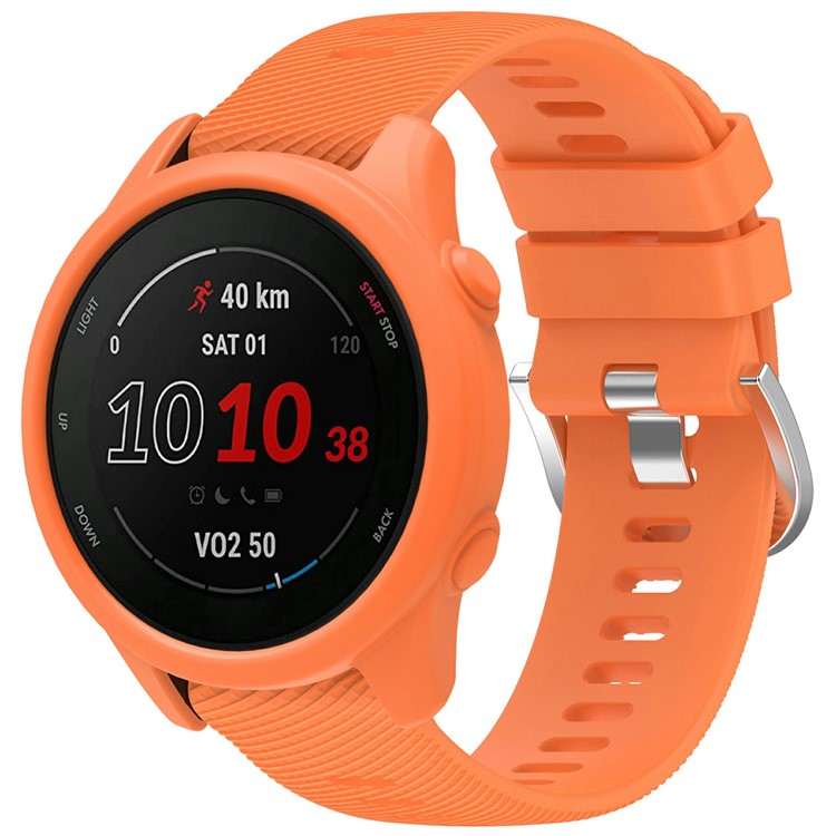 For Garmin Forerunner 255 / Forerunner 265 Cross-texture Silicone Band with Watch Case - Orange