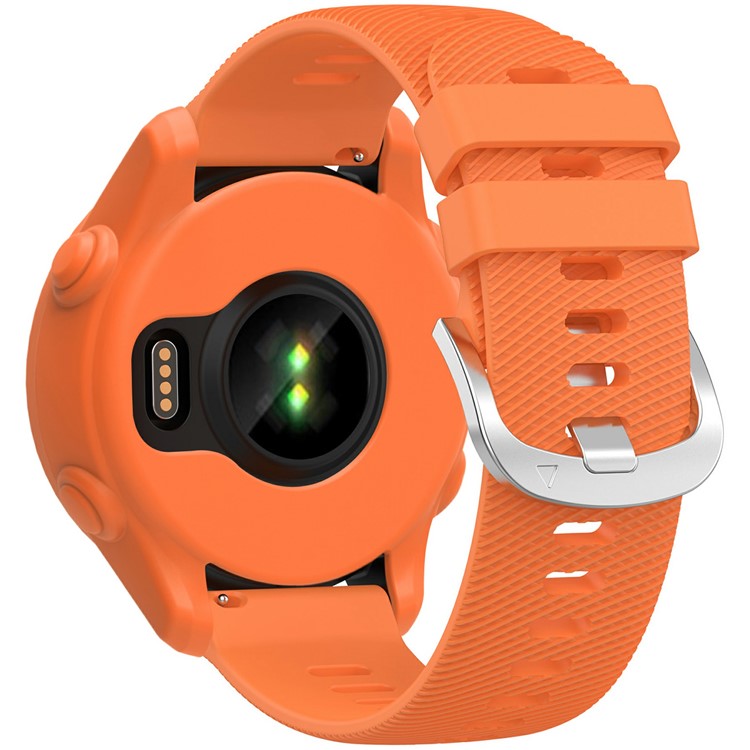For Garmin Forerunner 255 / Forerunner 265 Cross-texture Silicone Band with Watch Case - Orange