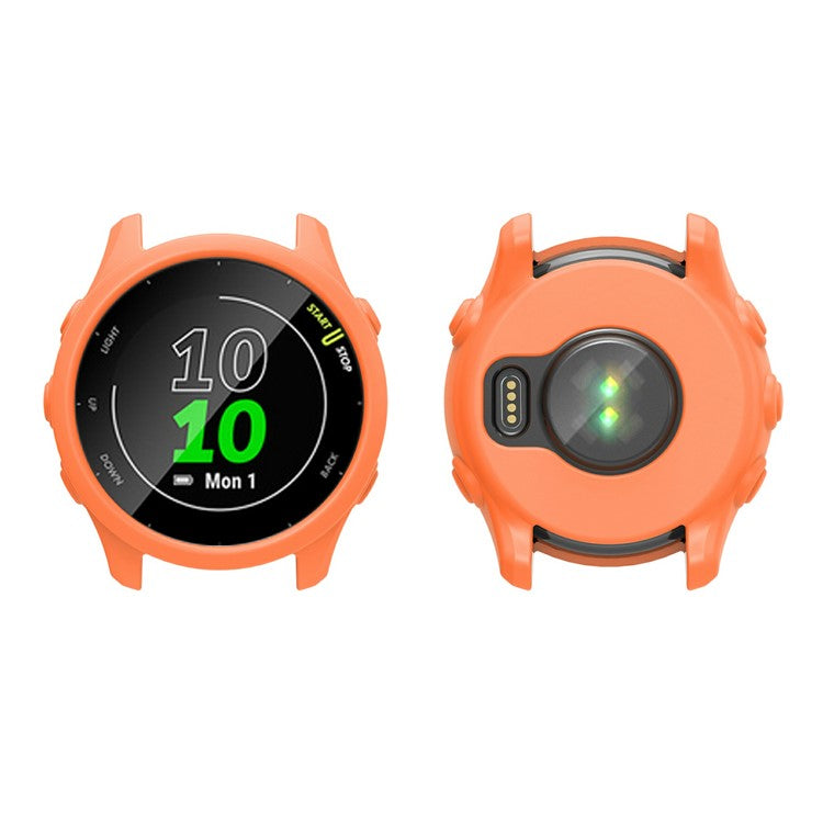 For Garmin Forerunner 255 / Forerunner 265 Cross-texture Silicone Band with Watch Case - Orange