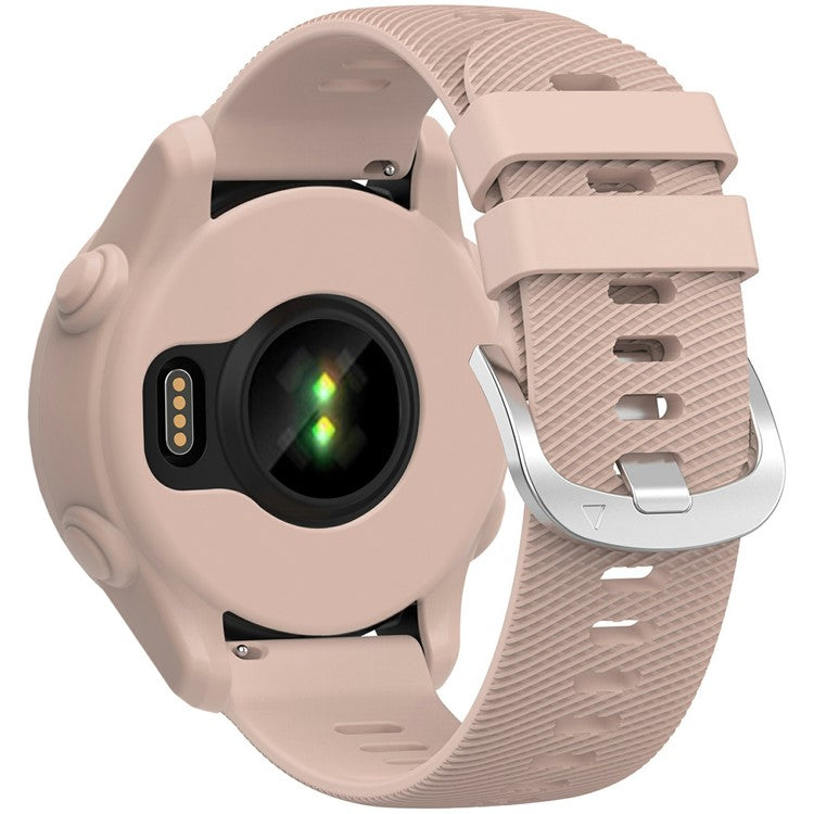 For Garmin Forerunner 255 / Forerunner 265 Cross-texture Silicone Band with Watch Case - Light Pink