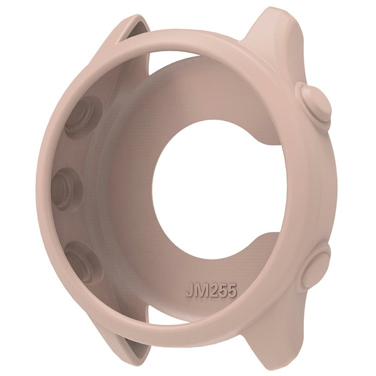 For Garmin Forerunner 255 / Forerunner 265 Cross-texture Silicone Band with Watch Case - Light Pink