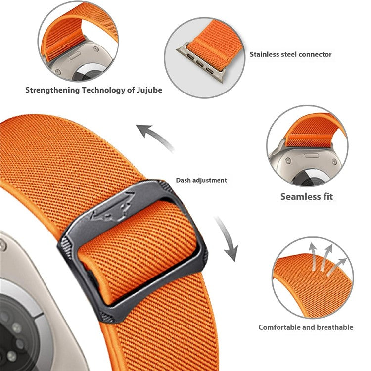 Nylon Strap for Apple Watch Series 10 46mm / Ultra 2 / Ultra 49mm / Series 9 8 7 45mm / SE (2023) SE (2022) SE 6 5 4 44mm / 3 2 1 42mm Band - Orange