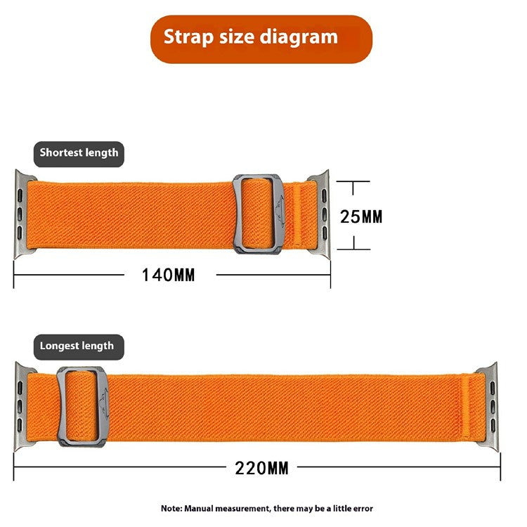 Nylon Strap for Apple Watch Series 10 46mm / Ultra 2 / Ultra 49mm / Series 9 8 7 45mm / SE (2023) SE (2022) SE 6 5 4 44mm / 3 2 1 42mm Band - Orange