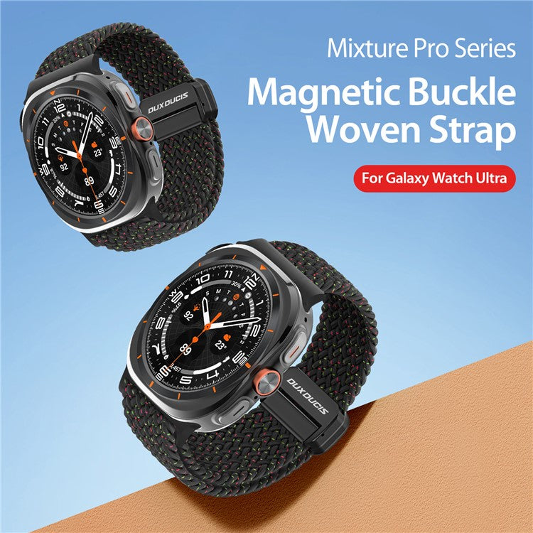 DUX DUCIS Mixture Pro Series For Samsung Galaxy Watch Ultra 47mm Nylon Braided Watch Band Magnetic Strap - Black