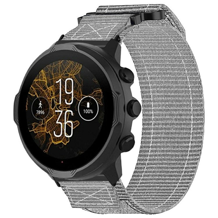 24mm Nylon Watch Band for Suunto 9 / 7 / Spartan Sport Wrist HR Baro Loop Fastener Strap - Grey