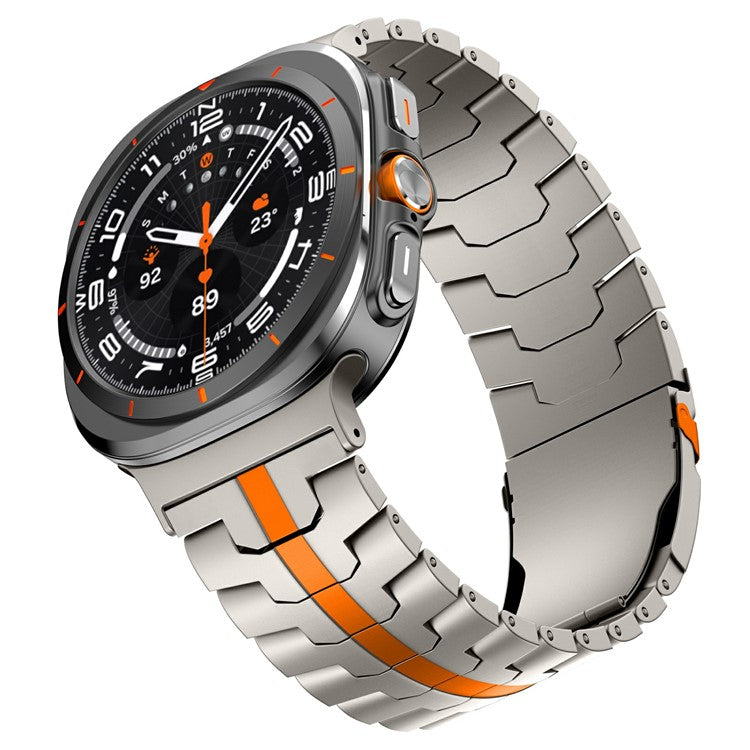 For Samsung Galaxy Watch Ultra 47mm Watch Band Titanium Alloy Wrist Strap with Tool - Titanium+Orange
