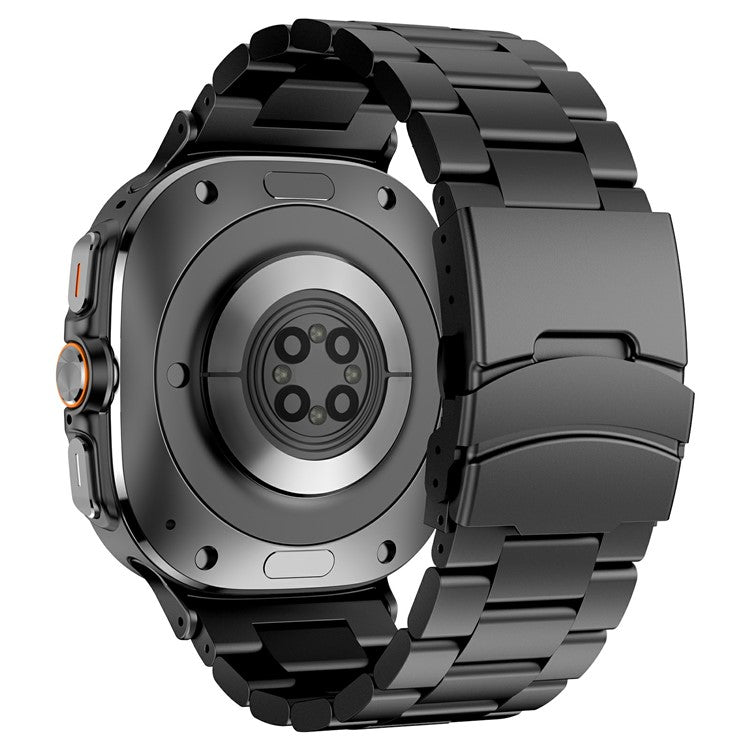 For Samsung Galaxy Watch Ultra 47mm Watch Band Titanium Alloy Three Bead Wrist Strap with Tool - Black