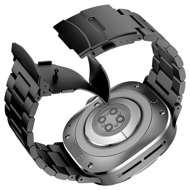 For Samsung Galaxy Watch Ultra 47mm Watch Band Titanium Alloy Three Bead Wrist Strap with Tool - Black