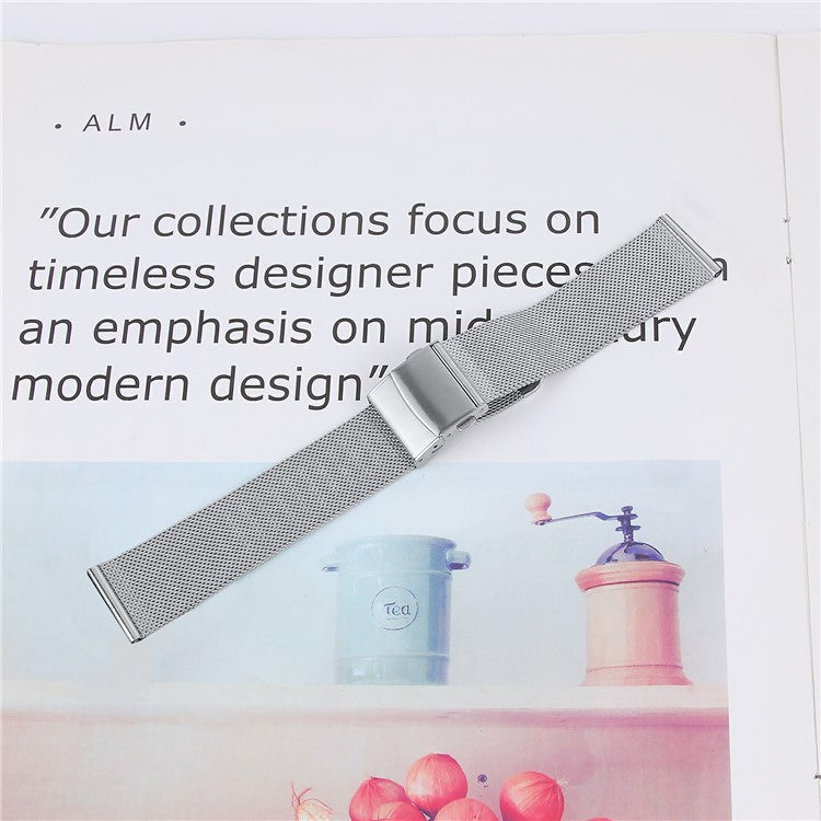 For Samsung Galaxy Watch7 44mm / 40mm Metal Watch Strap Milanese Mesh Wrist Band with Folding Buckle, Silver