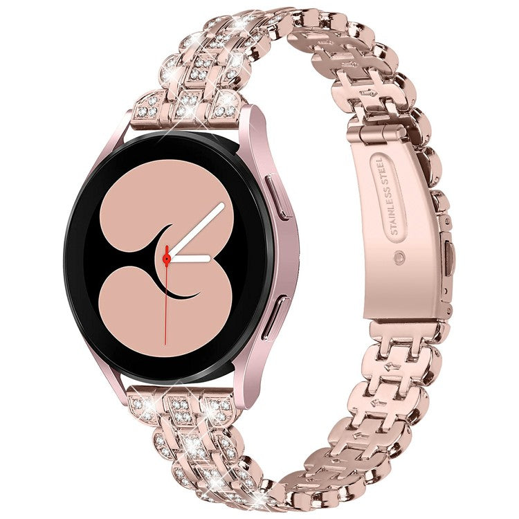 For Samsung Galaxy Watch7 44mm / 40mm Watch Band Rhinestone Decor Smart Watch Strap - Rose Pink