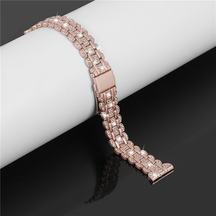 For Samsung Galaxy Watch7 44mm / 40mm Watch Band Rhinestone Decor Smart Watch Strap - Rose Pink