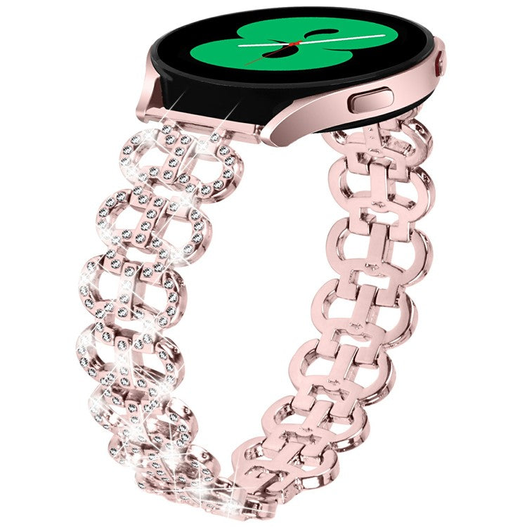 For Samsung Galaxy Watch7 44mm / 40mm Alloy Band Gourd Design Bling Watch Strap Replacement Bracelet - Pink