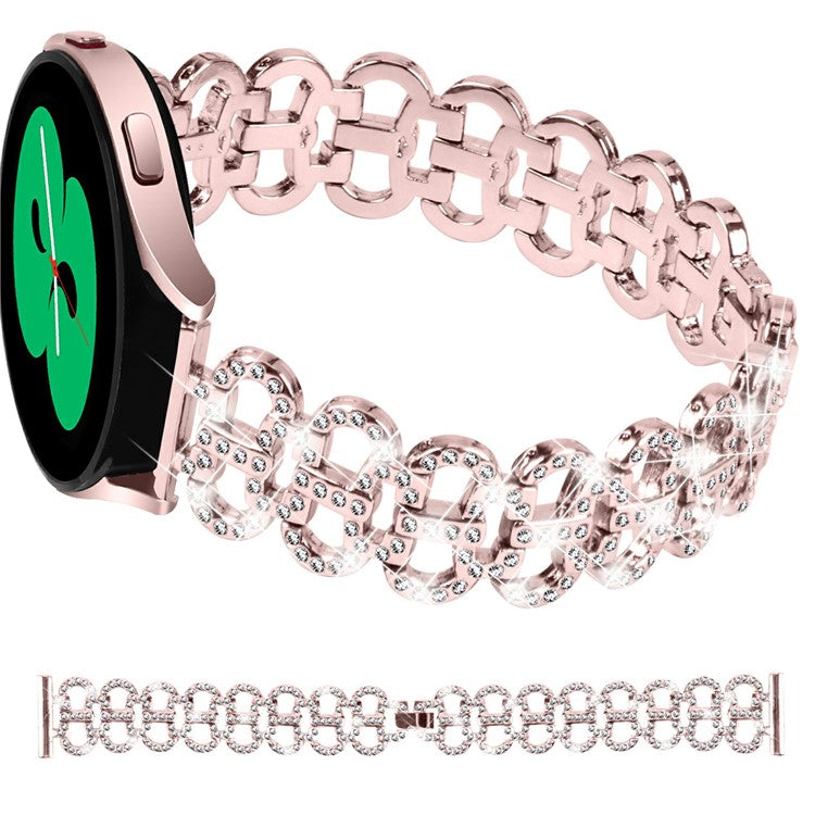 For Samsung Galaxy Watch7 44mm / 40mm Alloy Band Gourd Design Bling Watch Strap Replacement Bracelet - Pink