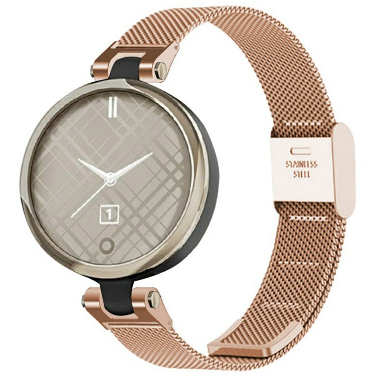 For Garmin Lily Metal Watch Strap Milanese Mesh Wrist Band Replacement with Tool - Rose Gold